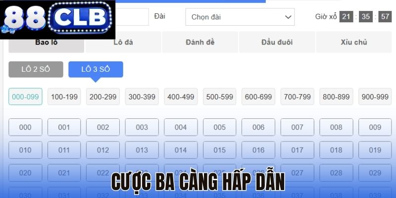 Cược ba càng hấp dẫn