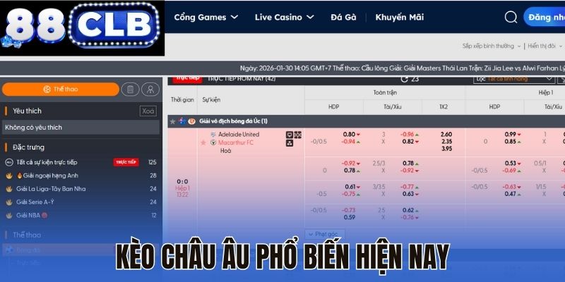 Kèo châu Âu phổ biến hiện nay