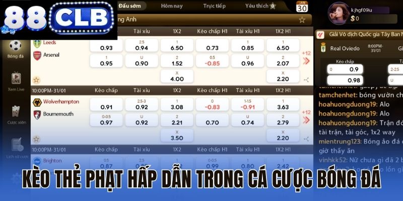 Kèo thẻ phạt hấp dẫn trong cá cược bóng đá