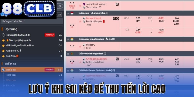 Lưu ý khi soi kèo để thu tiền lời cao