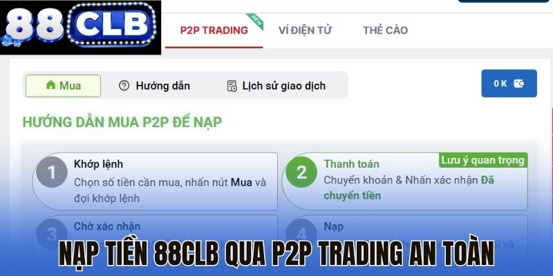 Nạp tiền 88CLB qua P2P Trading an toàn